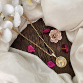 Vriksham Gold-Plated Aries Zodiac Pendant White Accents Pendant Chain Neckpiece-G19613