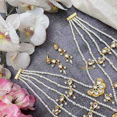 Vriksham Butterfly Bliss Multi Strand Kundan 5-Lada Pearl Long Neckpiece-G20375