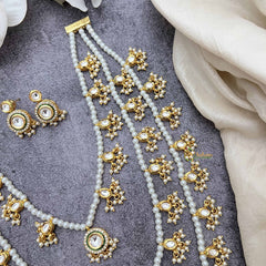 Vriksham Opulent Charm Golden Grace 3-Lada Pearl Long Neckpiece-G20376