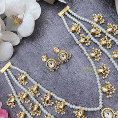 Vriksham Opulent Charm Golden Grace 3-Lada Pearl Long Neckpiece-G20376