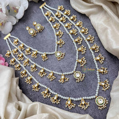 Vriksham Opulent Charm Golden Grace 3-Lada Pearl Long Neckpiece-G20376