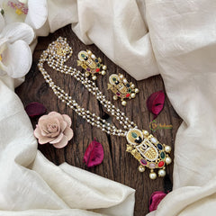 Vriksham Balaji Navratna Pendant Temple Jewelry With 3 Layer Pearl Chain Pendant Chain Neckpiece-G19618