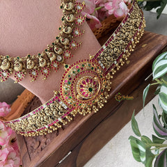 Vriksham Lakshmi Pendant With Peacock Floral 1 gm Gold Bridal Set-G18825