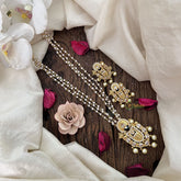 Vriksham Antique Balaji Golden Kunda 3 Layer Pearl Chain Pendant Chain Neckpiece-G19620