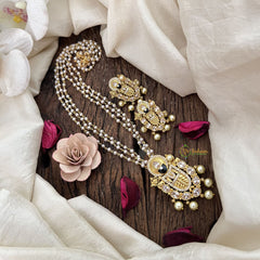 Vriksham Antique Balaji Golden Kunda 3 Layer Pearl Chain Pendant Chain Neckpiece-G19620