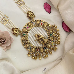 Vriksham Multilayered Radha Krishna Pendant Long Haram-Pearls & Gold Bead-Multicolor-G16586