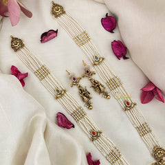 Vriksham Multilayered Radha Krishna Pendant Long Haram-Pearls & Gold Bead-Multicolor-G16586