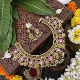 Vriksham Exquisite Kundan Jadau Jalebi Style Lakshmi Neckpiece-Pearl-J3303