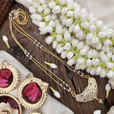 Vriksham Classic Peacock Style Pendant 2 Layer Pearl With Gold Plated Mala-White-G21180