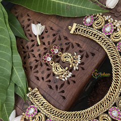 Vriksham Exquisite Kundan Jadau Jalebi Style Lakshmi Neckpiece-Pearl-J3303