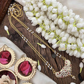 Vriksham Peacock Style Pendant 2 Layer Pearl With Gold Plated Mala-White Red-G21177