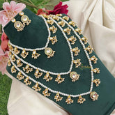 Vriksham Opulent Charm Golden Grace 3-Lada Pearl Long Neckpiece-G20376