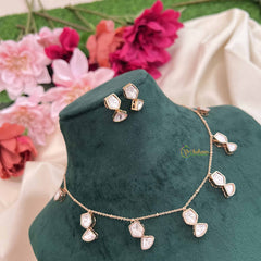 Vriksham Modern Geometric Kundan With Chic White Stone Drops Neckpiece-G20378