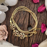 Vriksham Subtle & Stylish Three Floral Magupu Gold Chain-Red White-G19556