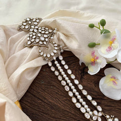 Royal Victorian Diamond 3 Layer Bridal Jada Billai-Hair Accessory-Pearl-VV1713