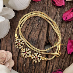 Vriksham Subtle & Stylish Three Floral Magupu Gold Chain-Red White-G19556