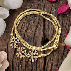 Vriksham Subtle & Stylish Three Floral Magupu Gold Chain-Red White-G19556