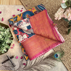 Vriksham Mustered Kalamkari Saree With Kanchi Border-VS4409