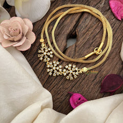 Vriksham Subtle & Stylish Three Floral Moggapu Gold Chain-White-G19557