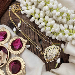 Vriksham Elegant Lotus Style Pendant 2 Layer Pearl With Gold Plated Mala-White-G21176