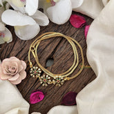 Vriksham Subtle & Stylish Three Floral Moggapu Gold Chain-Red Green & White-G19555