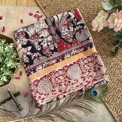 Vriksham Black Kalamkari Saree With Gatti Border-VS4400