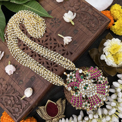 Vriksham Designer Pendant Jadau Kundan 10 Layered Mala-Green Beads-J3300