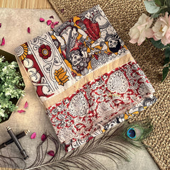 Vriksham Yellow Kalamkari Saree With Gatti Border-VS4401