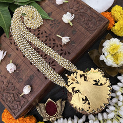 Vriksham Designer Pendant Jadau Kundan 10 Layered Mala-Green Beads-J3300