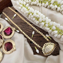 Vriksham Elegant Lotus White Coted Leaf Style Pendant Heart Layer Gold Plated Mala-G21186