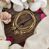 Vriksham Chic Floral Design Moggapu Gold Chain-White Red & Green-G19572