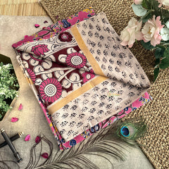 Vriksham Pink Kalamkari Saree With Gatti Border-VS4404