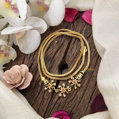 Vriksham Chic Floral Design Moggapu Gold Chain-White Red & Green-G19572
