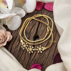 Vriksham Chic Floral Design Moggapu Gold Chain-White-G19570