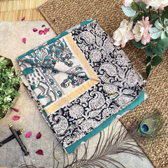 Vriksham Green Kalamkari Saree With Gatti Border-VS4385