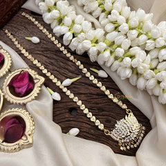 Vriksham Premium Lotus White Coted Style Pendant Heart Layer Gold Plated Mala-G21187