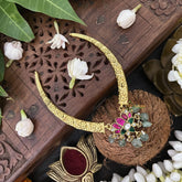 Vriksham Designer Lotus Hasli With Gold Plated Neckpiece-Firosa Beads-J3304