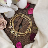 Vriksham Floral Motif Moggapu Gold Chain-White Red & Green-G19567