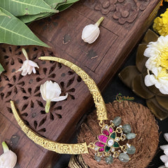 Vriksham Designer Lotus Hasli With Gold Plated Neckpiece-Firosa Beads-J3304