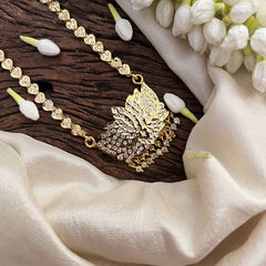 Vriksham Elegant Lotus White Trio Style Pendant Heart Layer Gold Plated Mala-G21185
