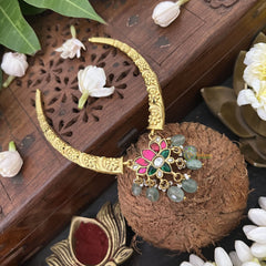 Vriksham Designer Lotus Hasli With Gold Plated Neckpiece-Firosa Beads-J3304