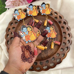 Return Gift Ram Sita Decorative Sticker With Kumkum & Haldi-Set Of 6-RG342