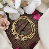 Vriksham Floral Motif Moggapu Gold Chain-White-G19569