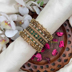 Vriksham Antique Gold Plated Floral Bangles with Emerald Green Stones Silk Bangles Set-G21737