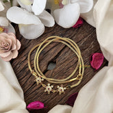 Vriksham Floral Motif Moggapu Gold Chain-White Red-G19568