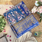 Vriksham Blue Kalamkari Saree With Kanchi Border-VS4386