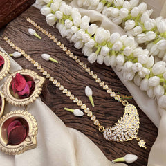 Vriksham Classic White Trio Style Pendant Heart Layer Gold Plated Mala-G21184