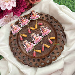 Return Gift Lakshmi Mata Decorative Sticker With Kumkum & Haldi-Set Of 6-RG338