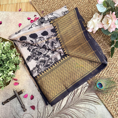 Vriksham Mustered Kalamkari Saree With Kanchi Border-VS4399
