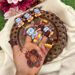 Return Gift God Bal Krishna Decorative Sticker With Kumkum & Haldi-Set Of 6-RG343